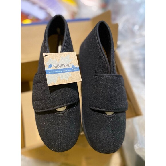 FOAMTREADS PHYSICIAN EXTRA WIDE ORTHOPEDIC ADJUSTABLE SLIPPER BLACK MEN'S NWT 8M - Picture 7 of 12